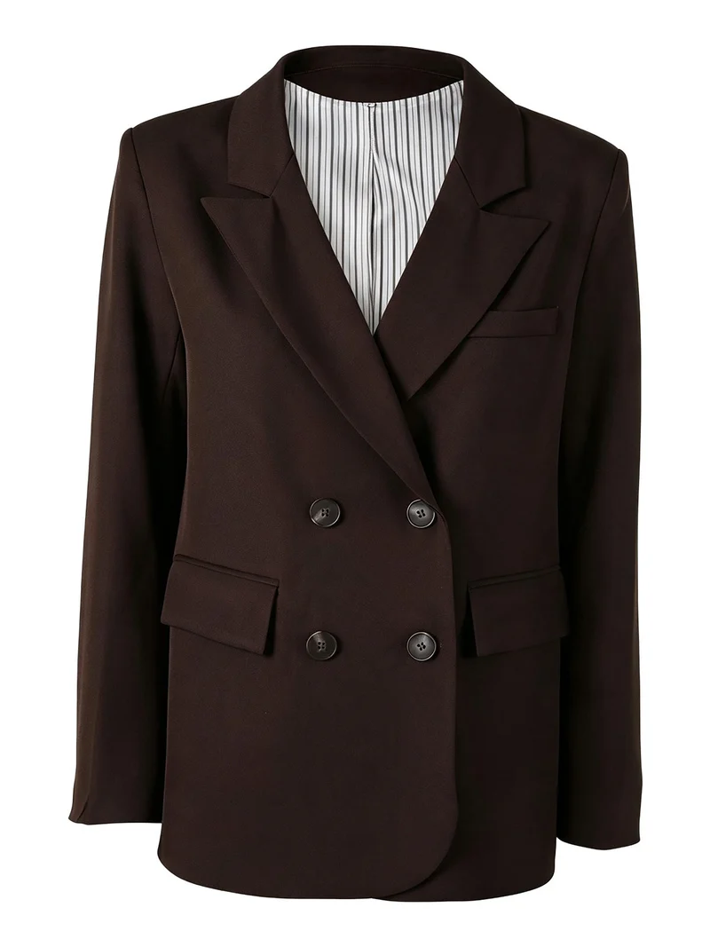 Blazer elegante da donna con bottoni a doppiopetto - moro