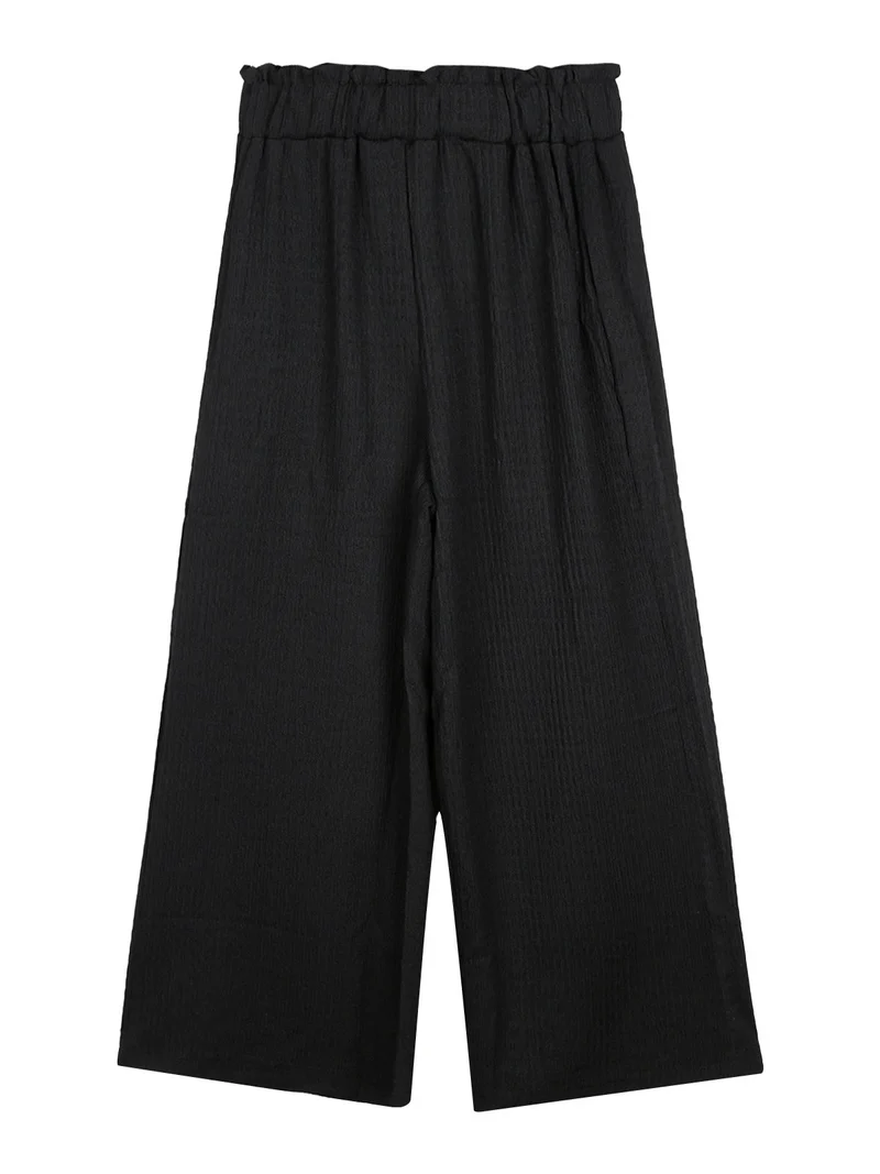 Pantaloni da bambina culotte a gamba larga - nero