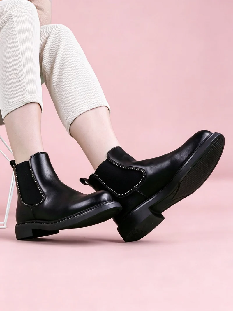 Stivaletti donna con perline - nero