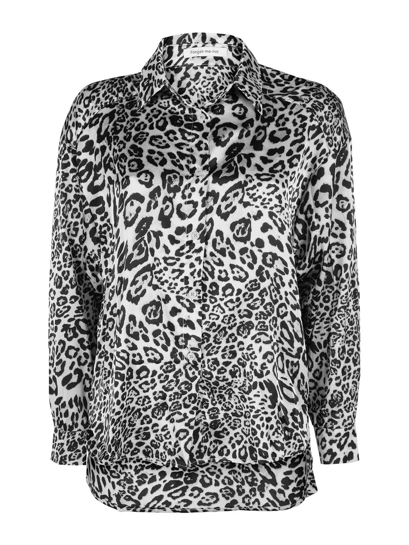 Camicia donna animalier a maniche lunghe - grigio
