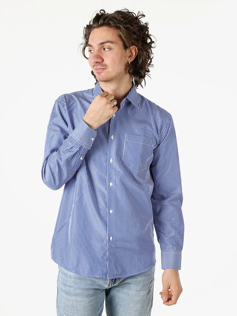 Camicia da uomo rigata a maniche lunghe - bluette