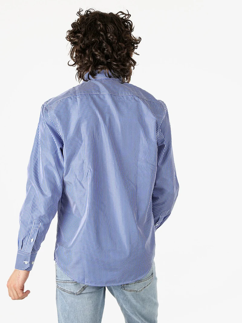 Camicia da uomo rigata a maniche lunghe - bluette