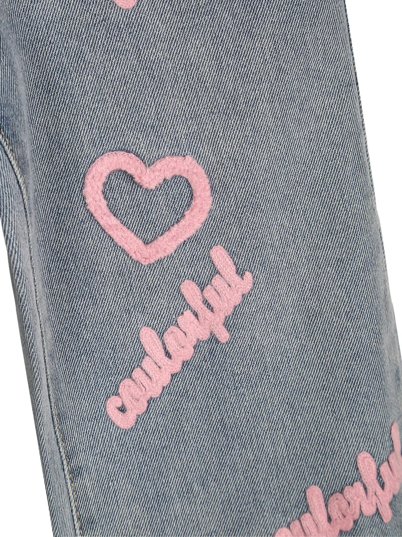 Jeans baggy da bambina con ricami - jeans