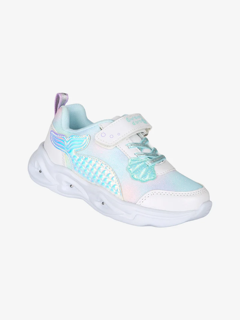Sneakers da bambina con luci e cinturino a strappo - azzurro