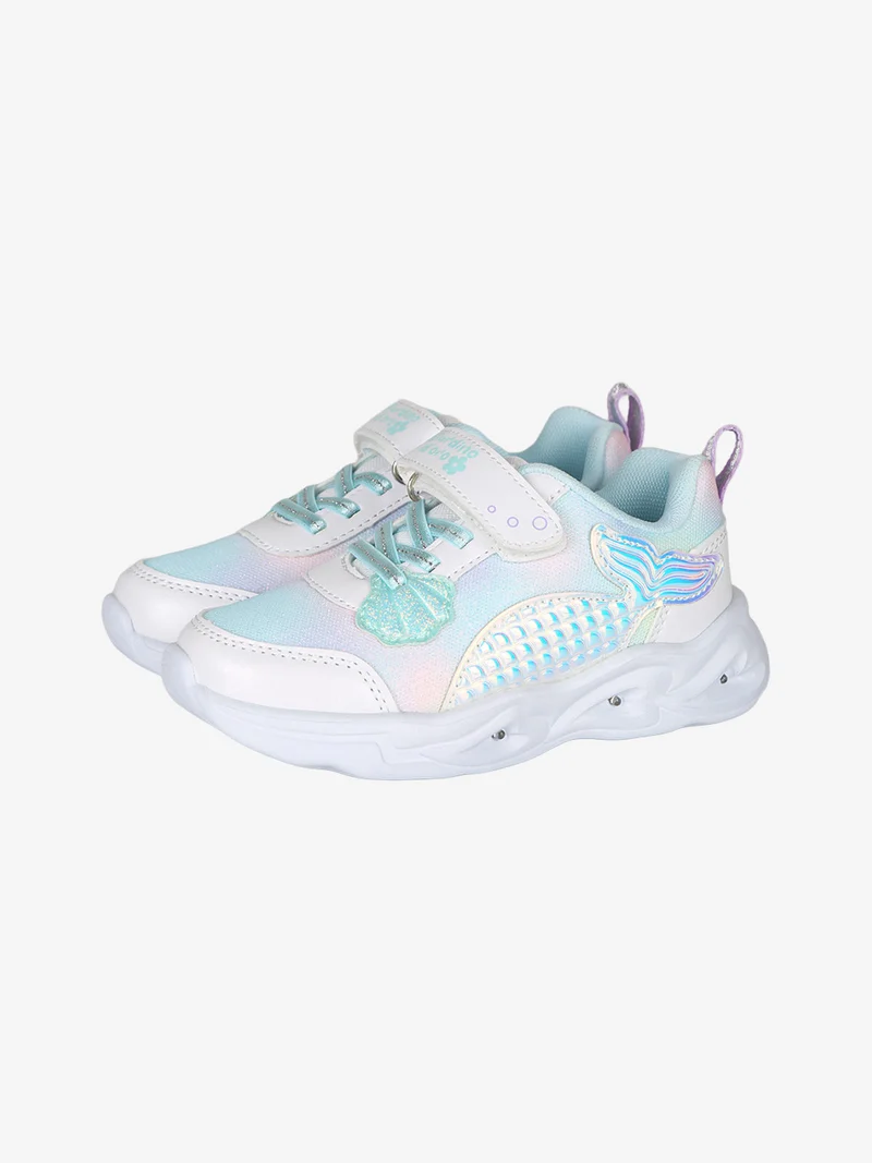 Sneakers da bambina con luci e cinturino a strappo - azzurro