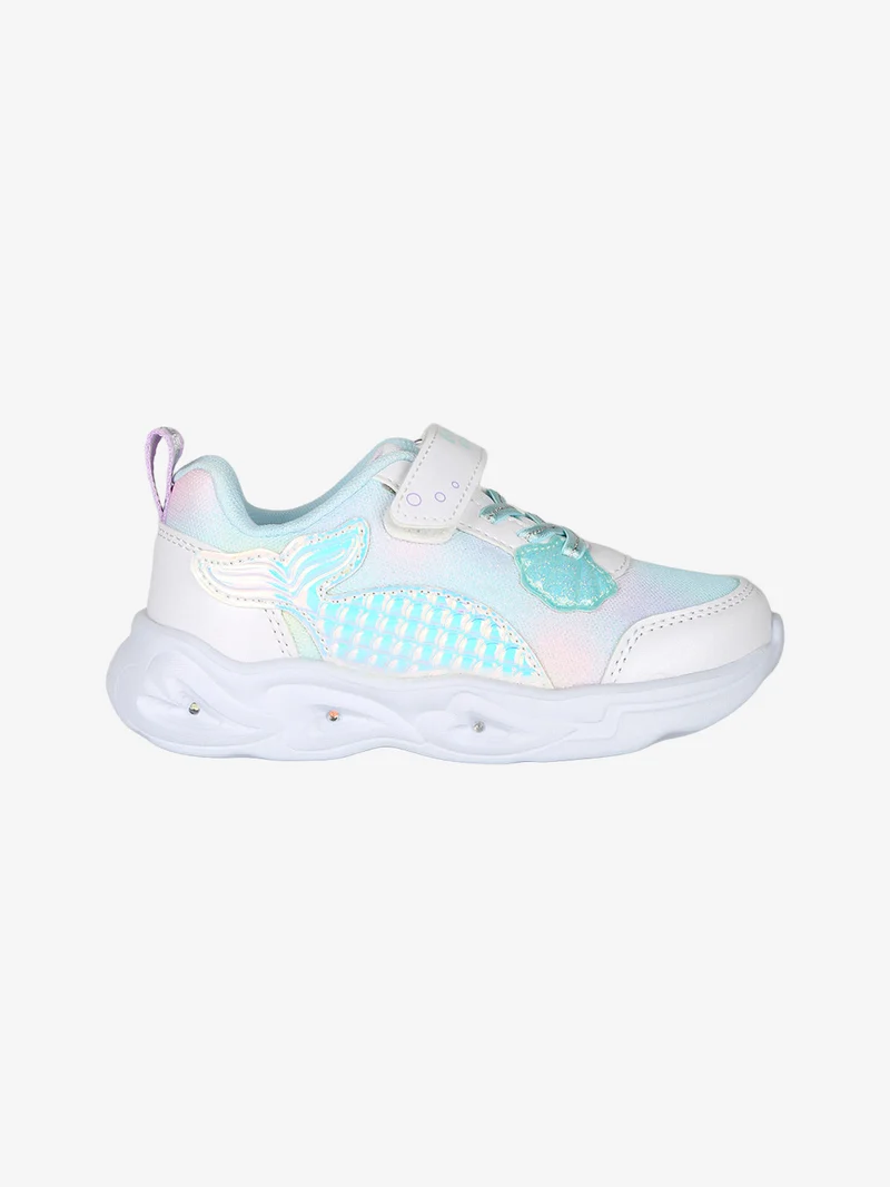 Sneakers da bambina con luci e cinturino a strappo - azzurro