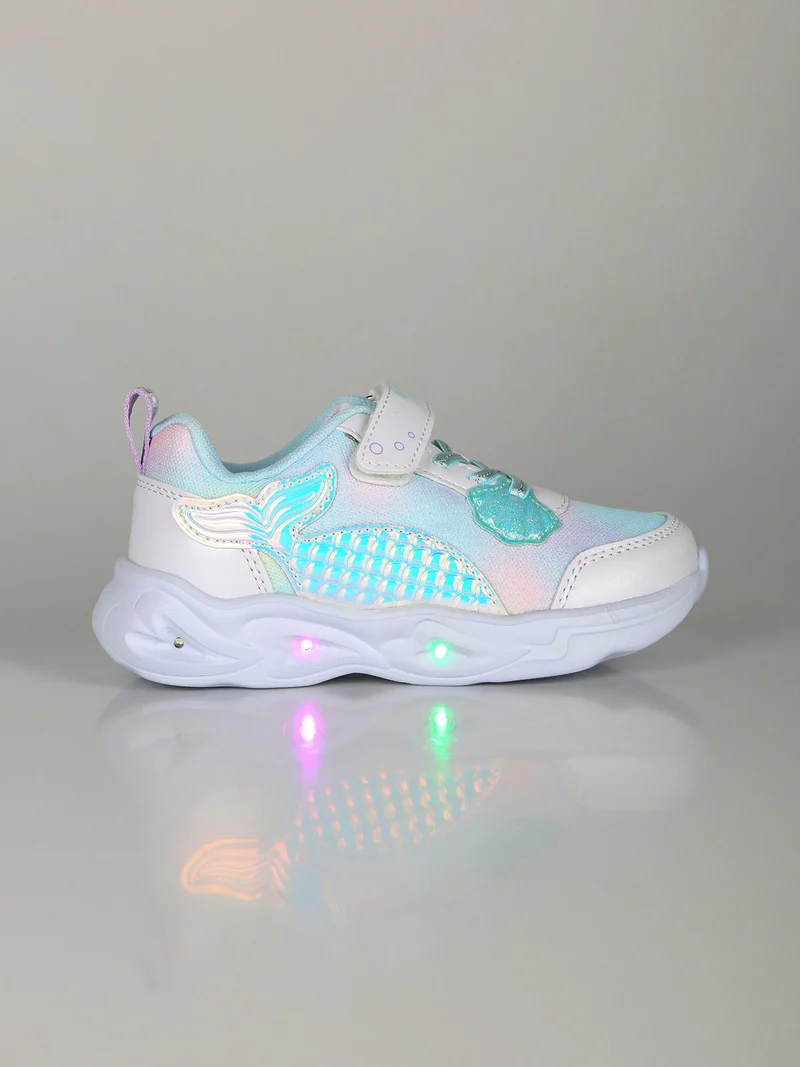 Sneakers da bambina con luci e cinturino a strappo - azzurro