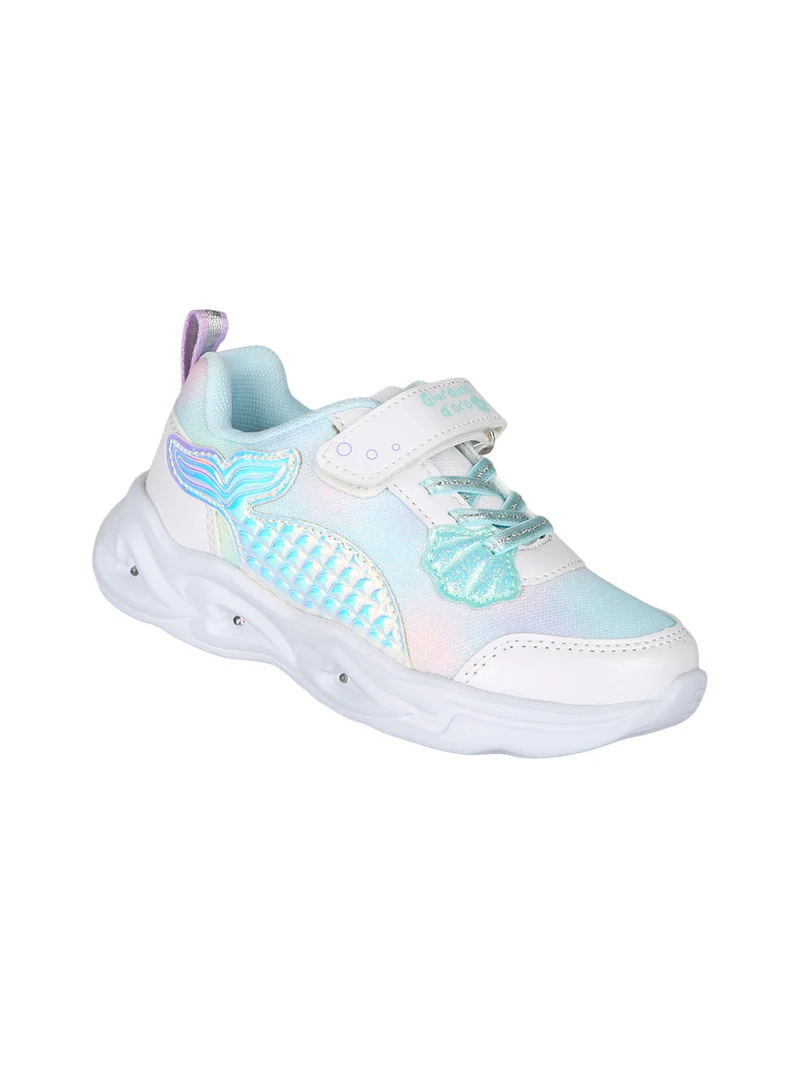 Sneakers da bambina con luci e cinturino a strappo - azzurro