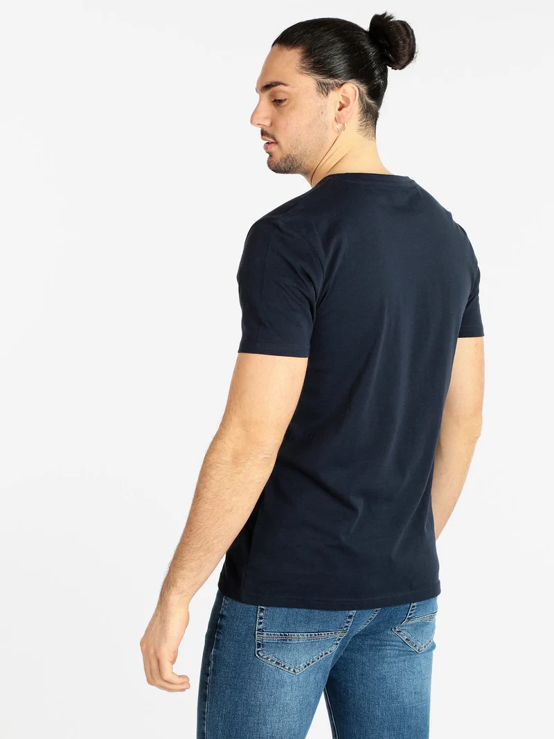 T-shirt manica corta uomo con stampa - blu scuro