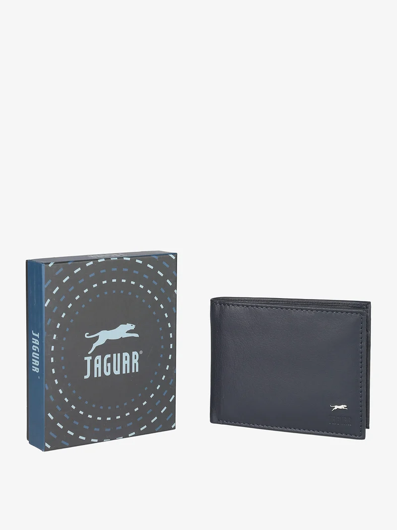Portafoglio da uomo in pelle con logo - blu