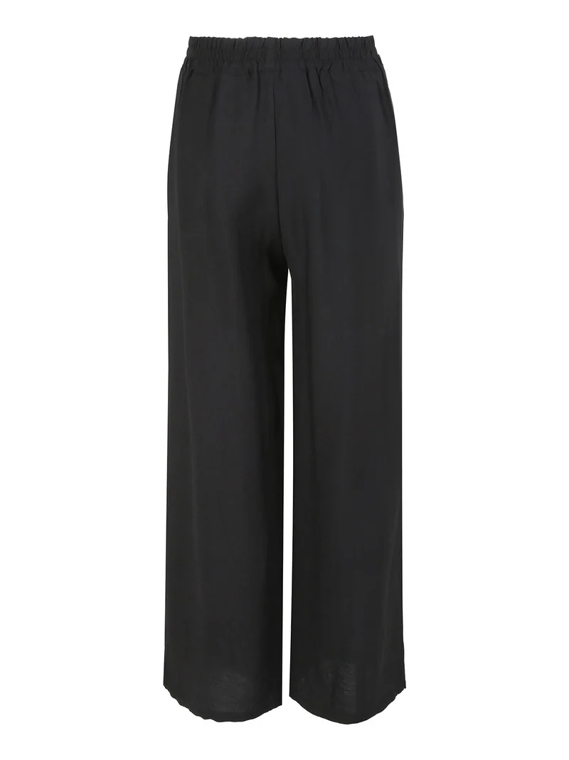 Pantaloni donna in viscosa a gamba larga - nero