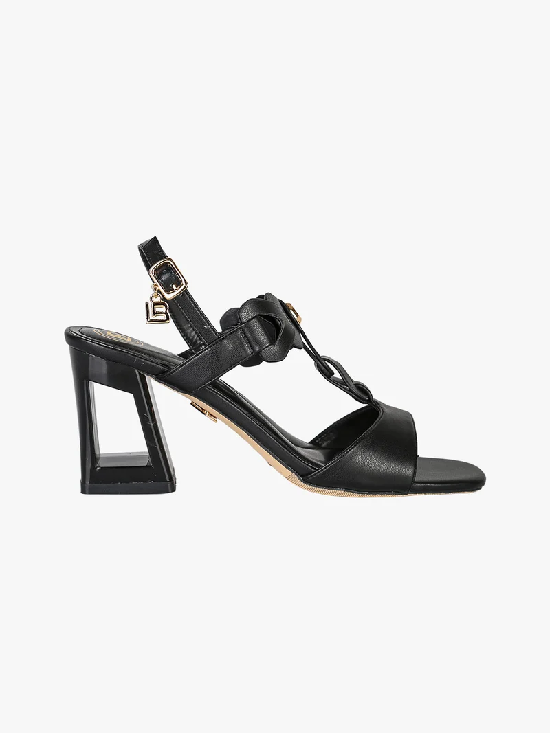 Sandali donna con tacco largo e cinturino con fibbia - nero