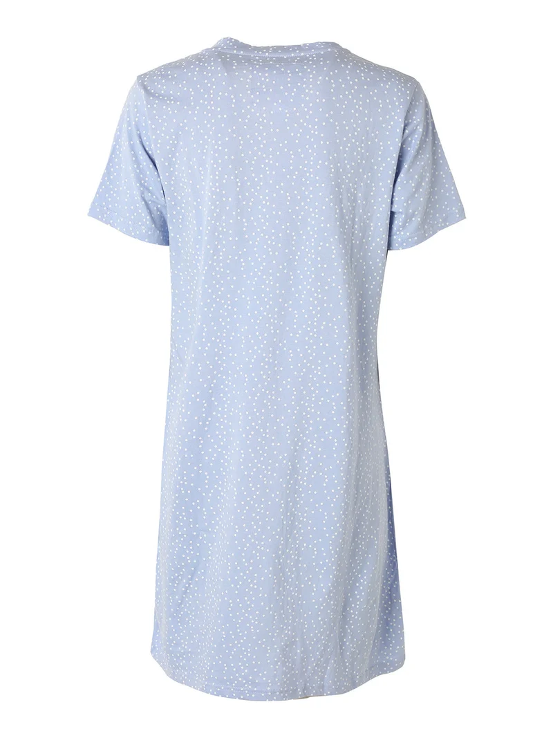 DOTLOVE camicia da notte in cotone a maniche corte con taschino - cielo