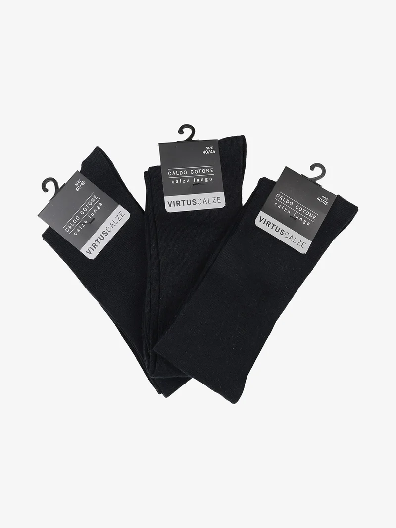 Calze lunghe da uomo caldo cotone. Confezione 3 paia - blu scuro