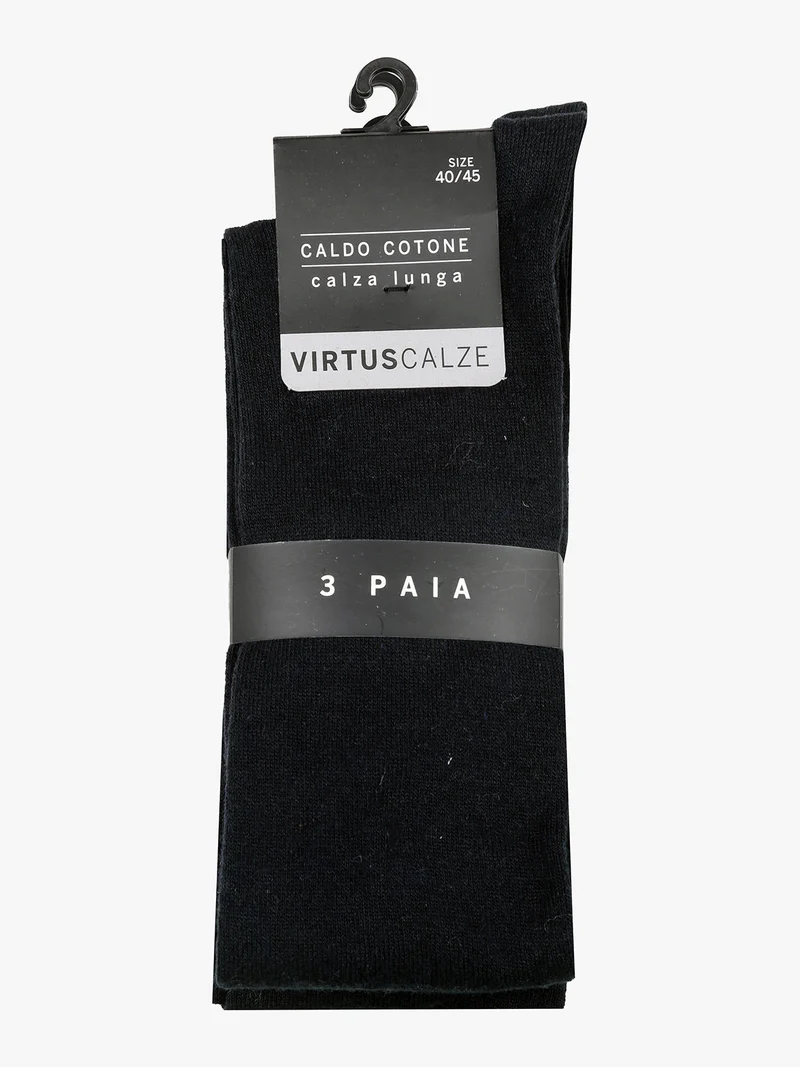 Calze lunghe da uomo caldo cotone. Confezione 3 paia - blu scuro