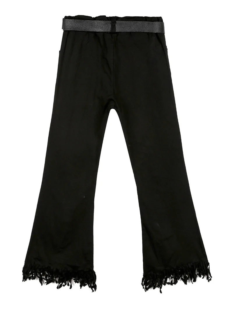 Pantaloni da bambina sfrangiati a zampa - nero