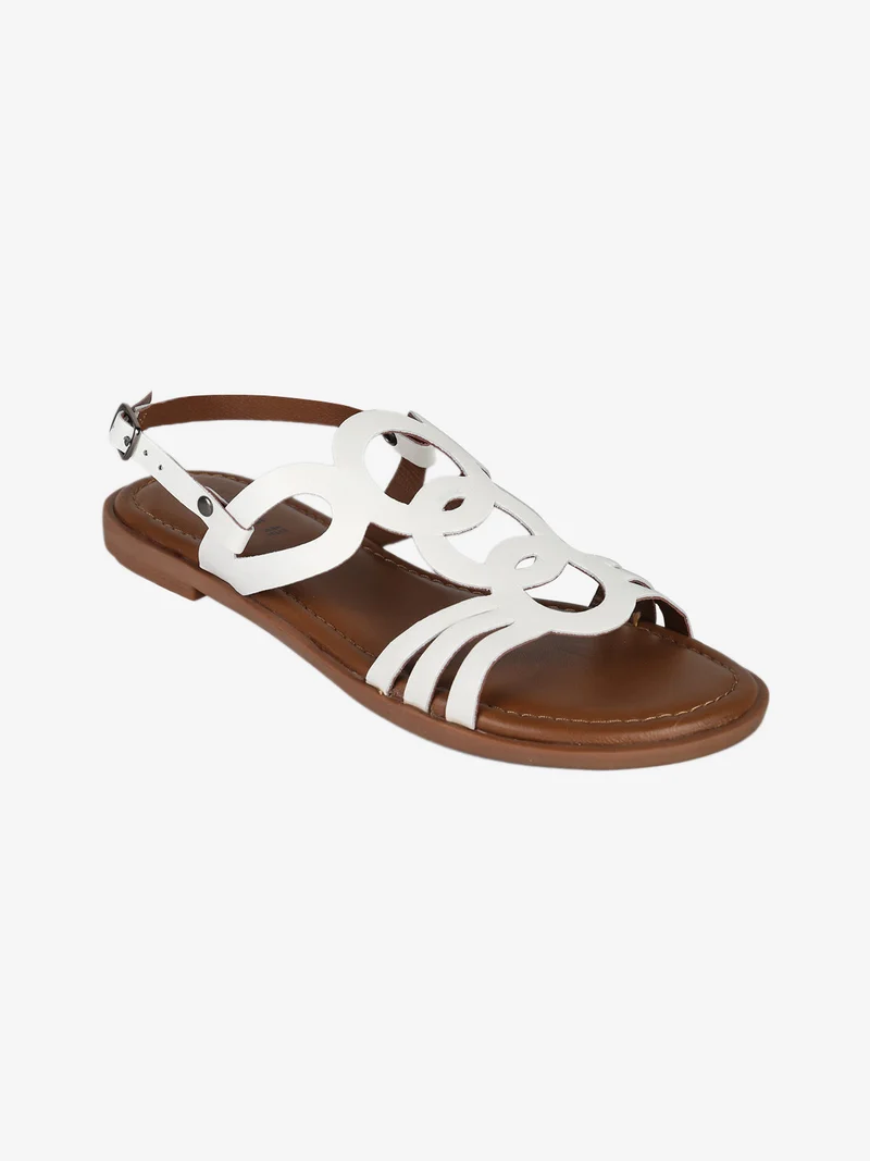 Sandali in pelle da donna con cinturino alla caviglia - bianco
