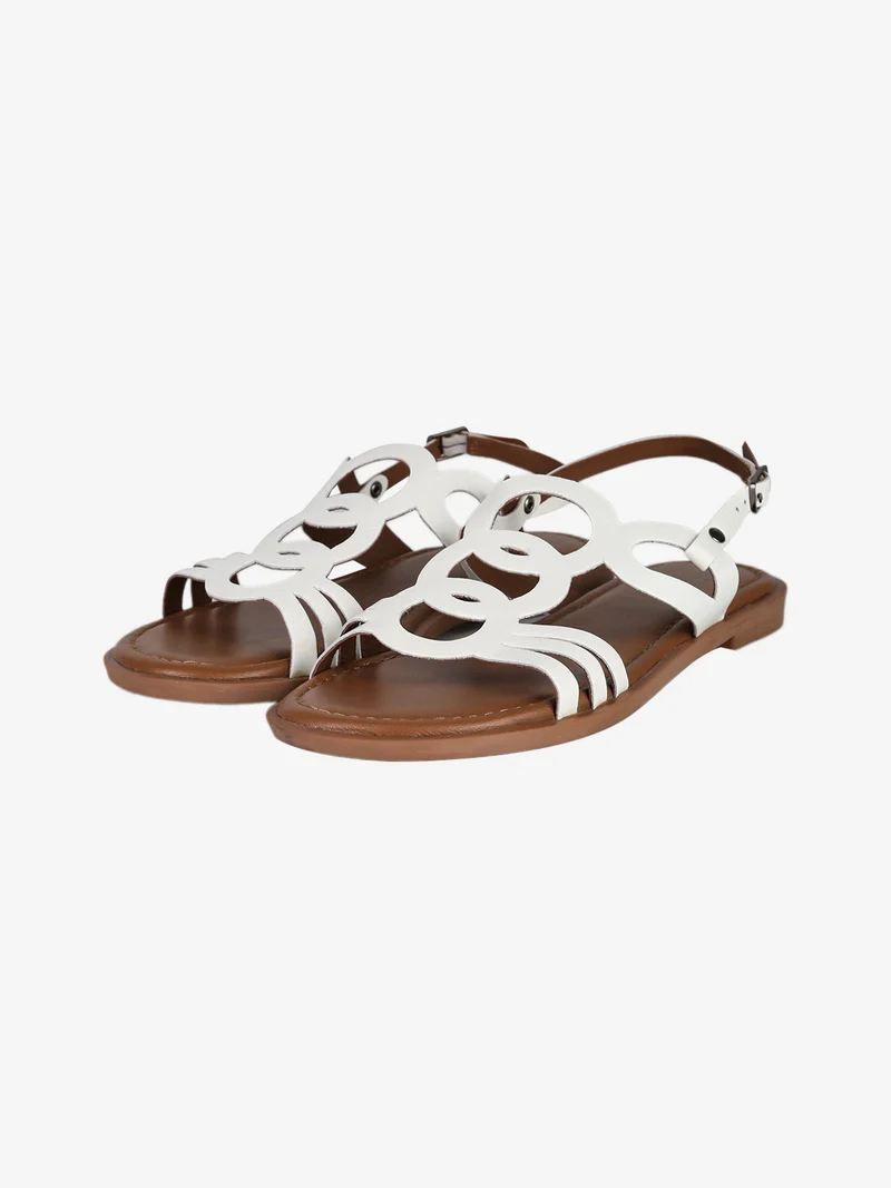 Sandali in pelle da donna con cinturino alla caviglia - bianco