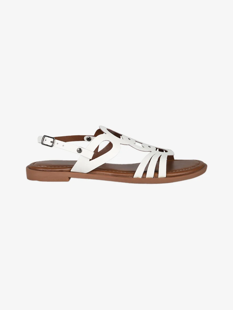 Sandali in pelle da donna con cinturino alla caviglia - bianco