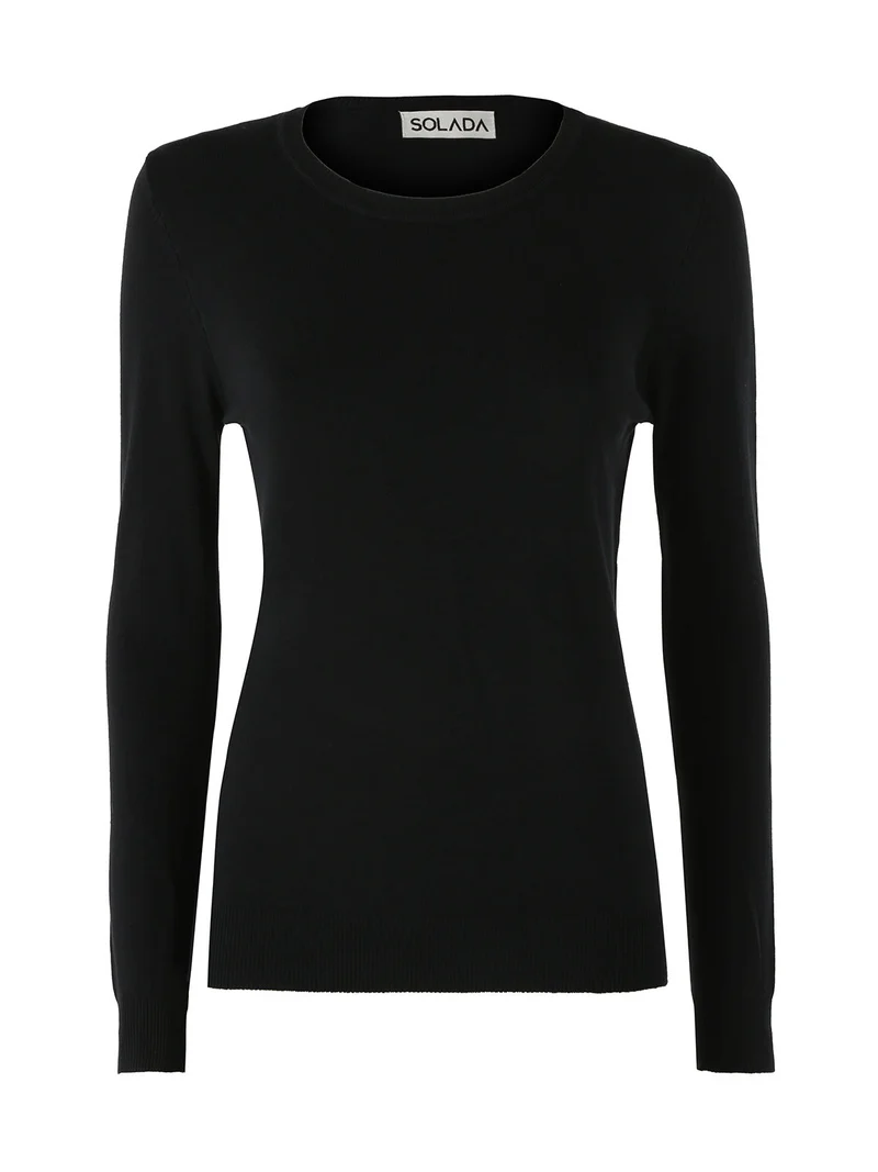 Maglia girocollo da donna - nero