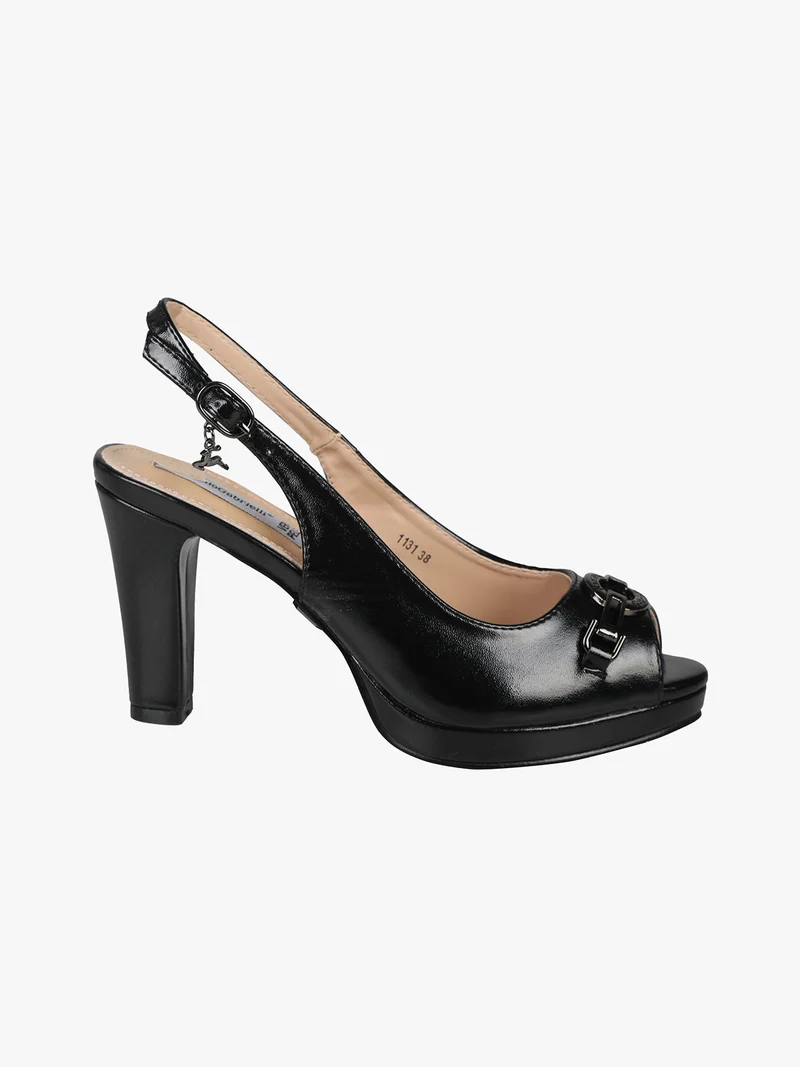 Sandali donna con tacco largo e plateau - nero