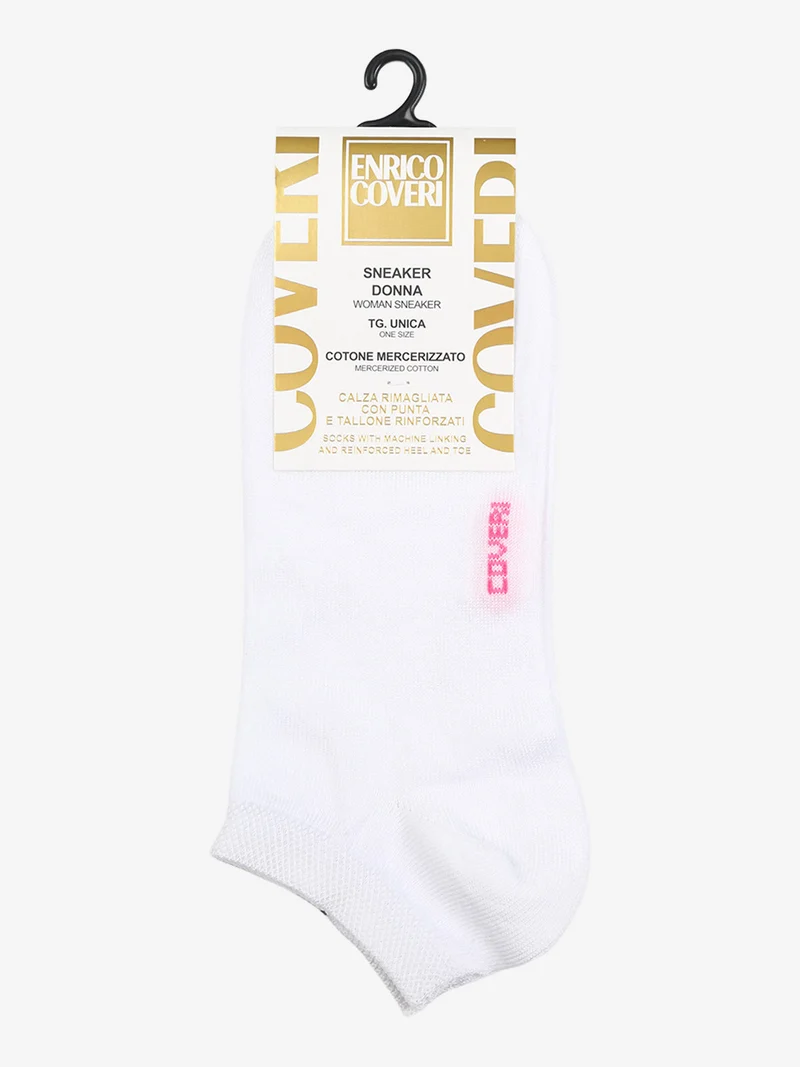 Calze corte sneaker da donna in cotone mercerizzato - bianco