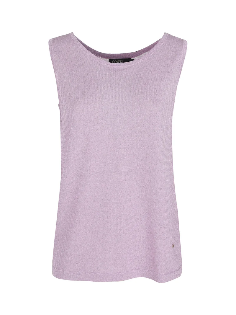 Canotta donna in lurex con scollo tondo - viola