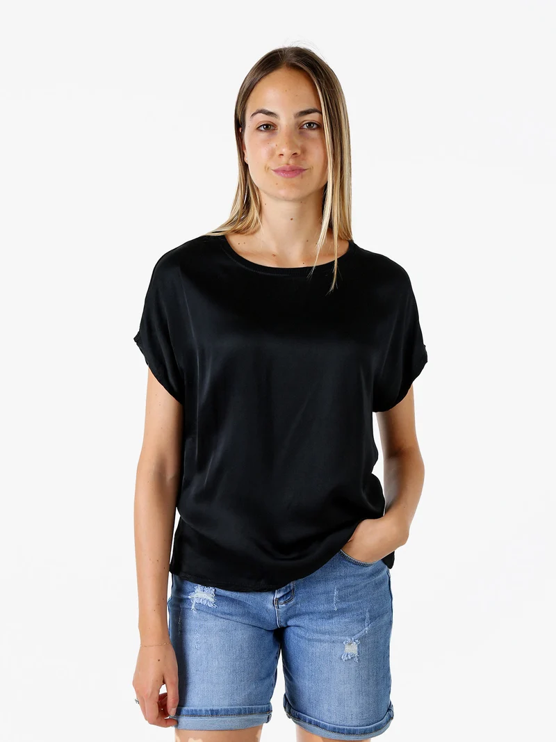 T-shirt donna in viscosa e seta - nero