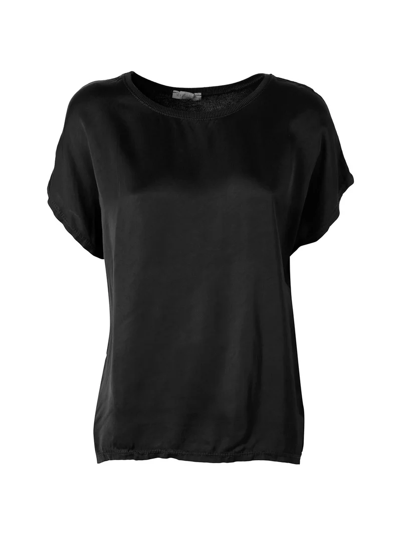 T-shirt donna in viscosa e seta - nero