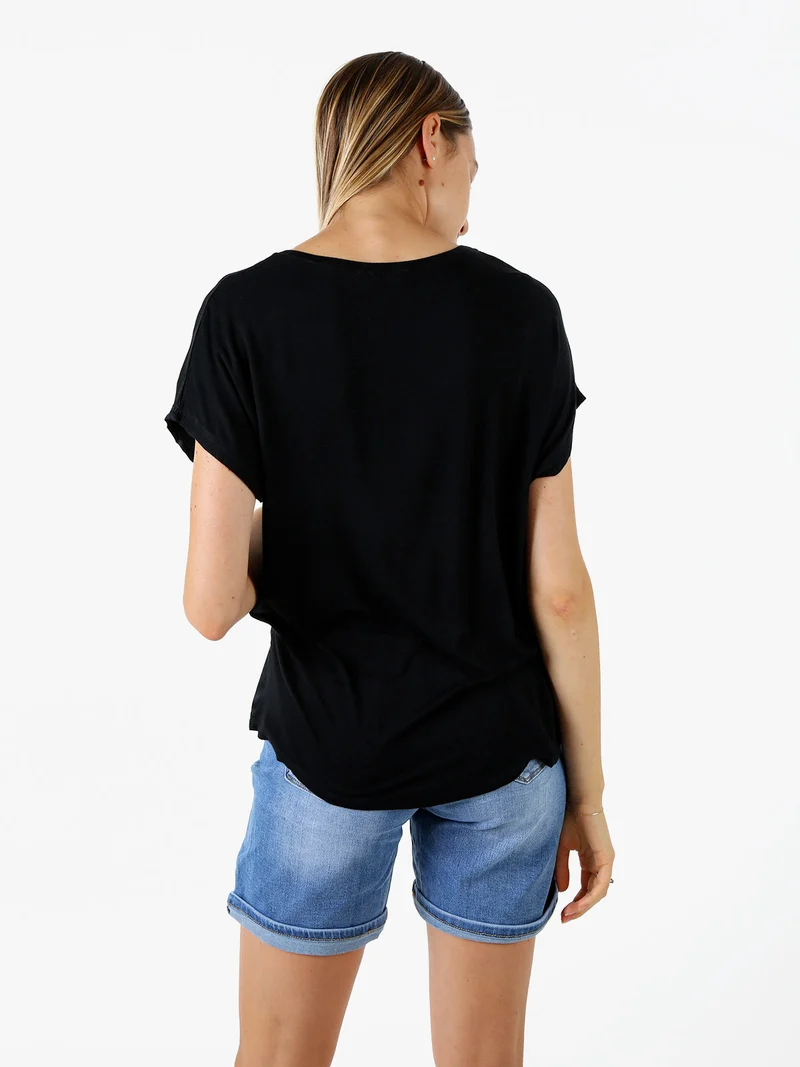 T-shirt donna in viscosa e seta - nero