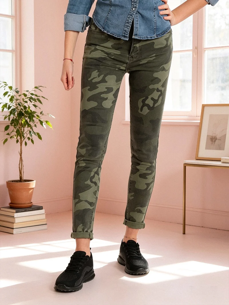 Pantaloni con stampa mimetica - militare