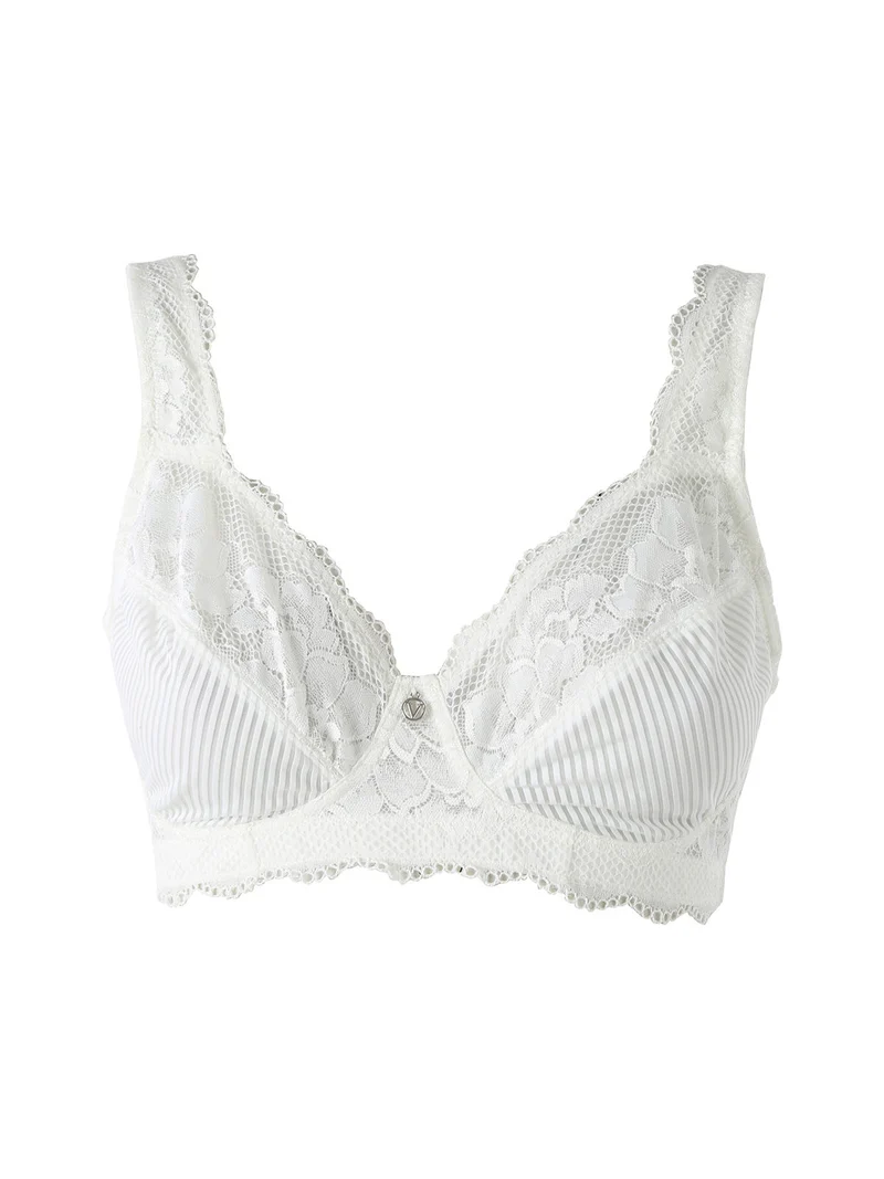AR10 Reggiseno preformato con pizzo senza ferretto coppa D - panna