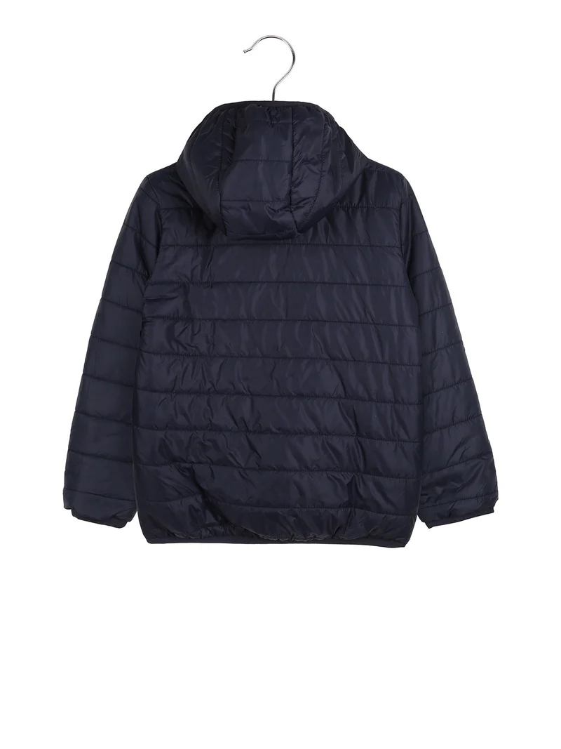 Giubbino 100 grammi da bambina reversibile con cappuccio e zip - blu scuro