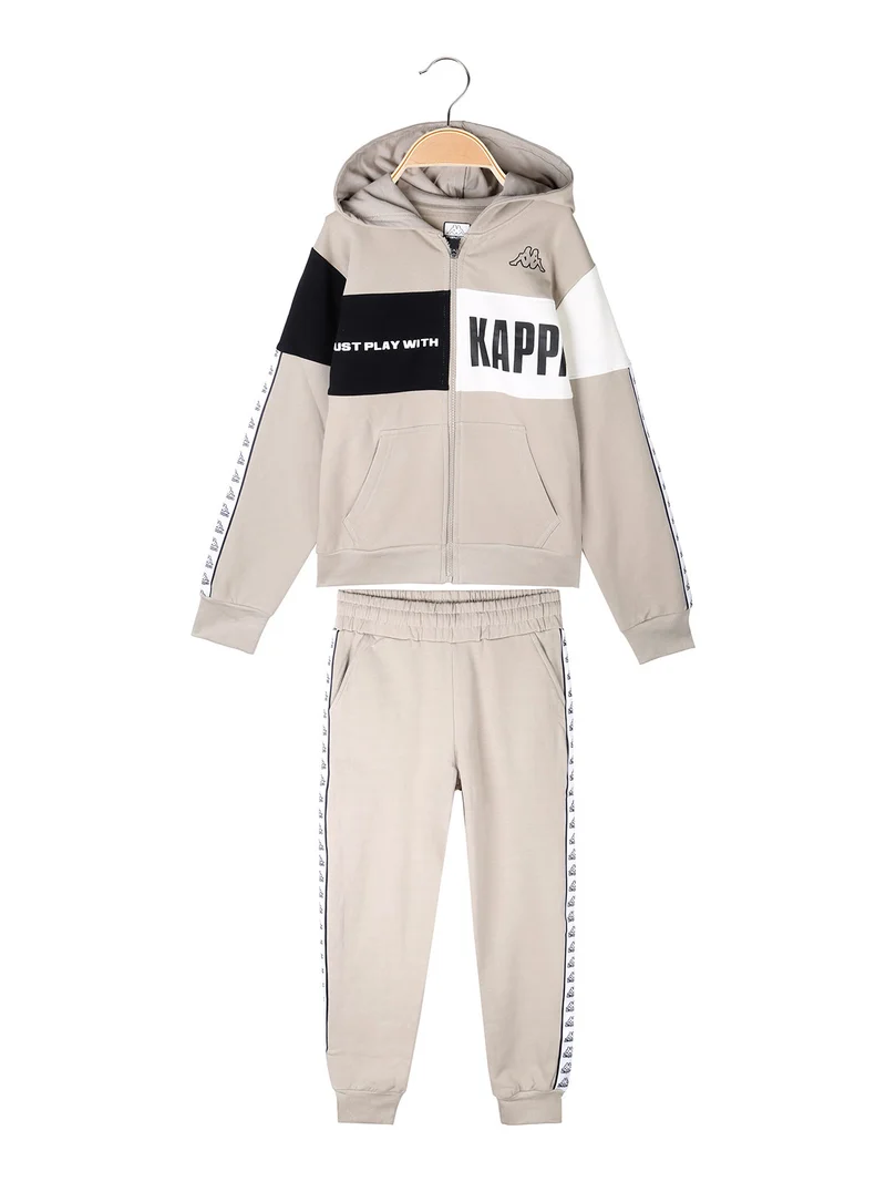 Completo tuta 2 pezzi da ragazzo con cappuccio e zip - sabbia