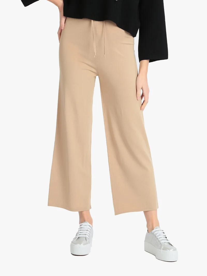 Pantaloni donna palazzo leggeri - cammello
