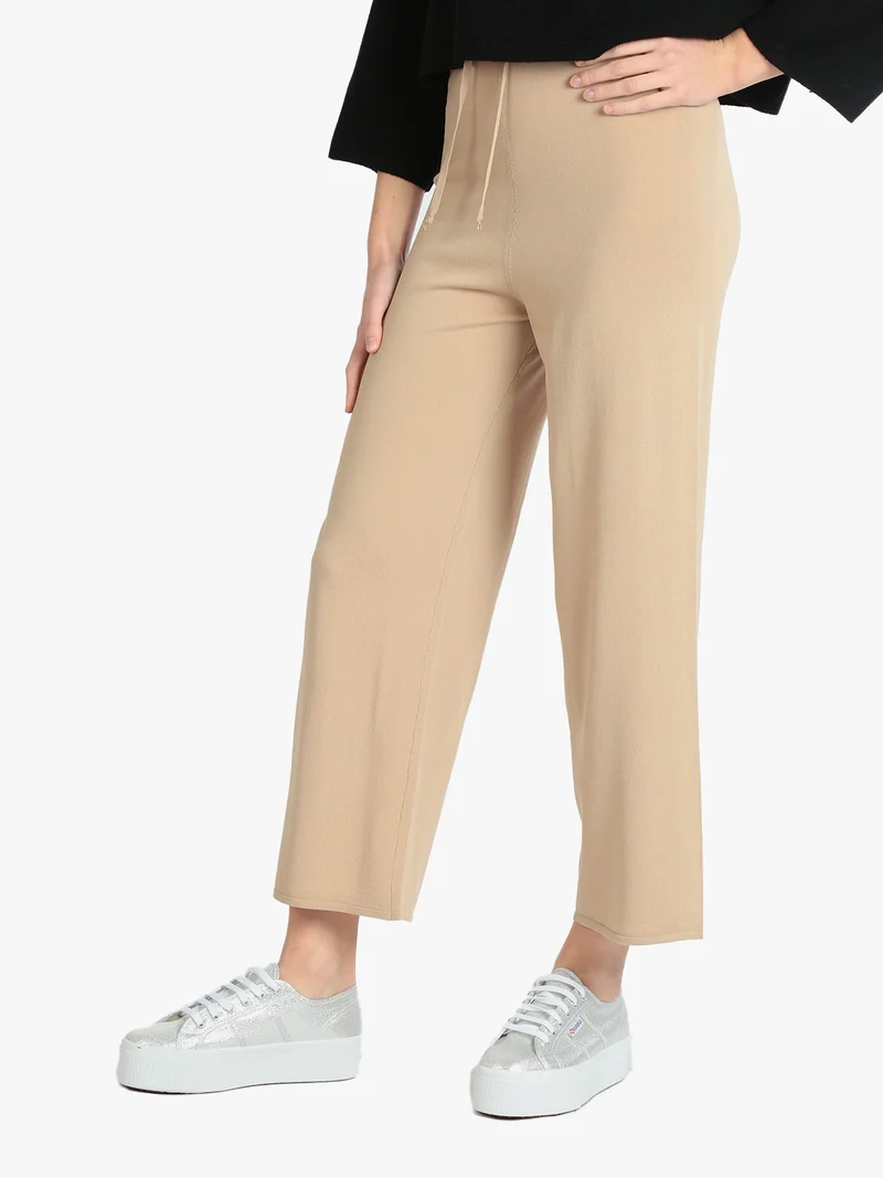 Pantaloni donna palazzo leggeri - cammello