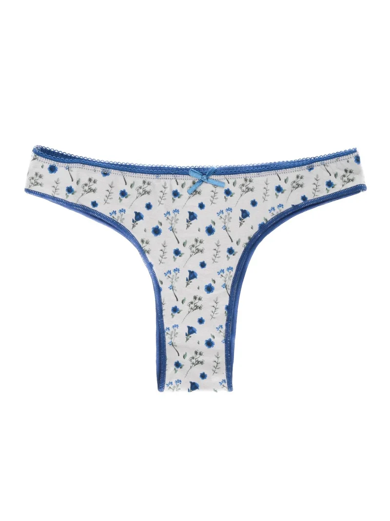 Brasiliana in cotone a fiori - grigio