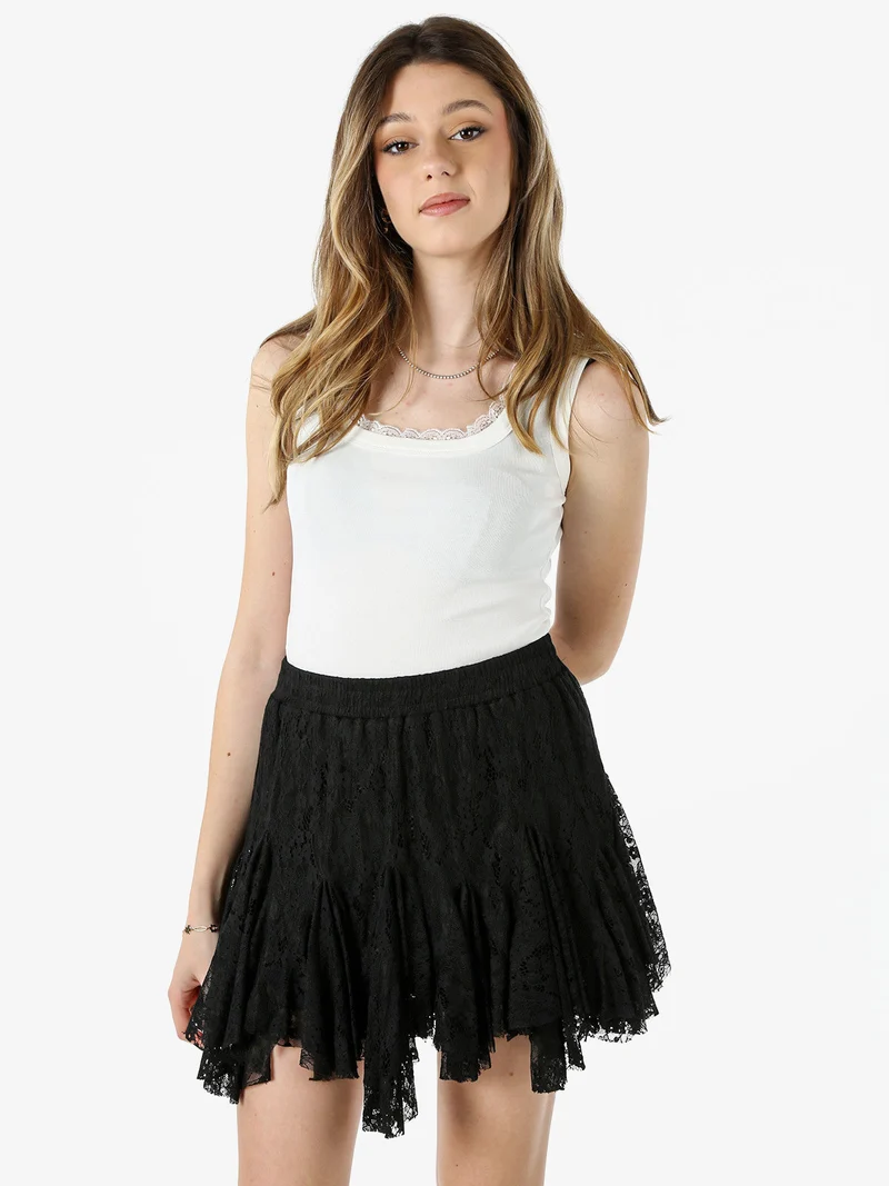Top donna in cotone con pizzo - bianco