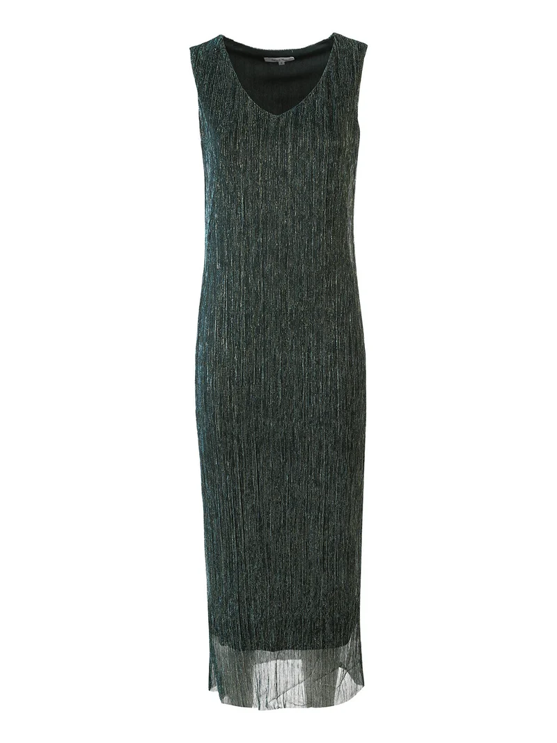 Abito lungo da donna in lurex senza maniche - ottanio