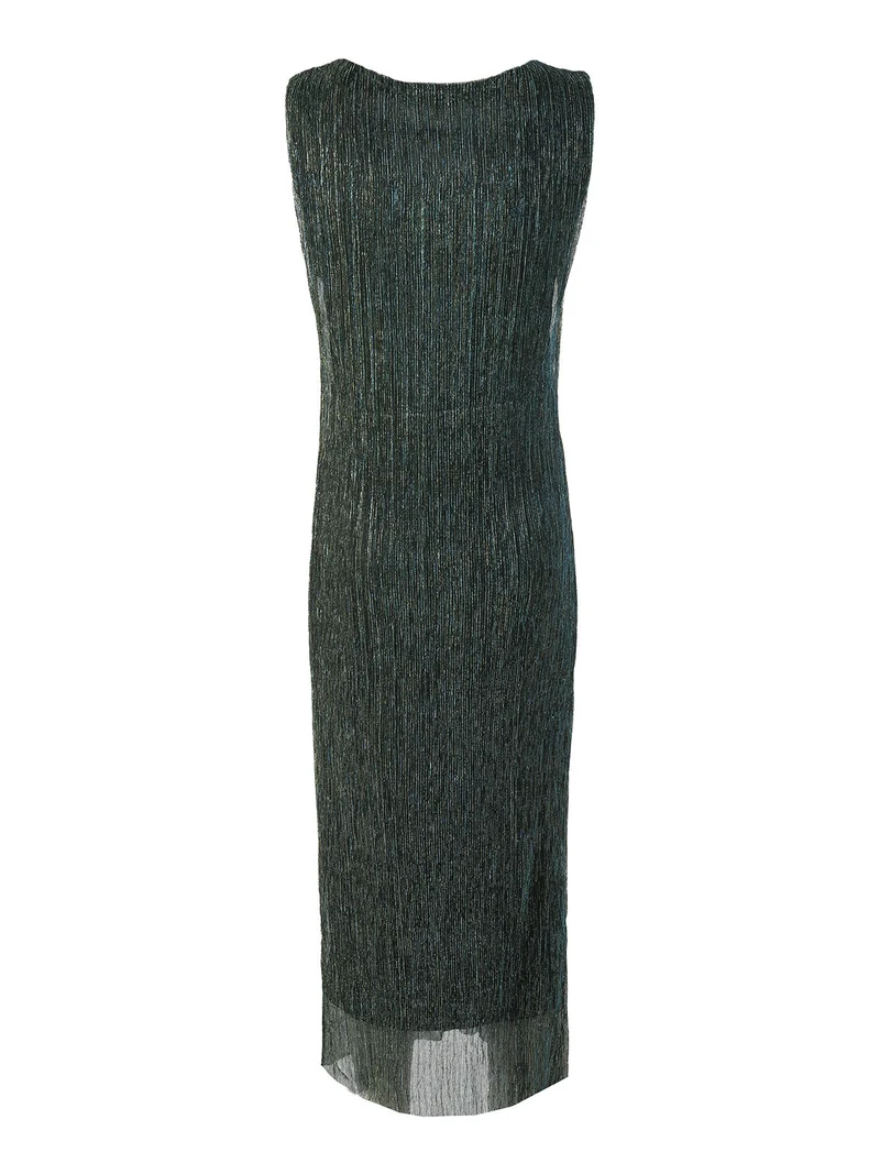 Abito lungo da donna in lurex senza maniche - ottanio