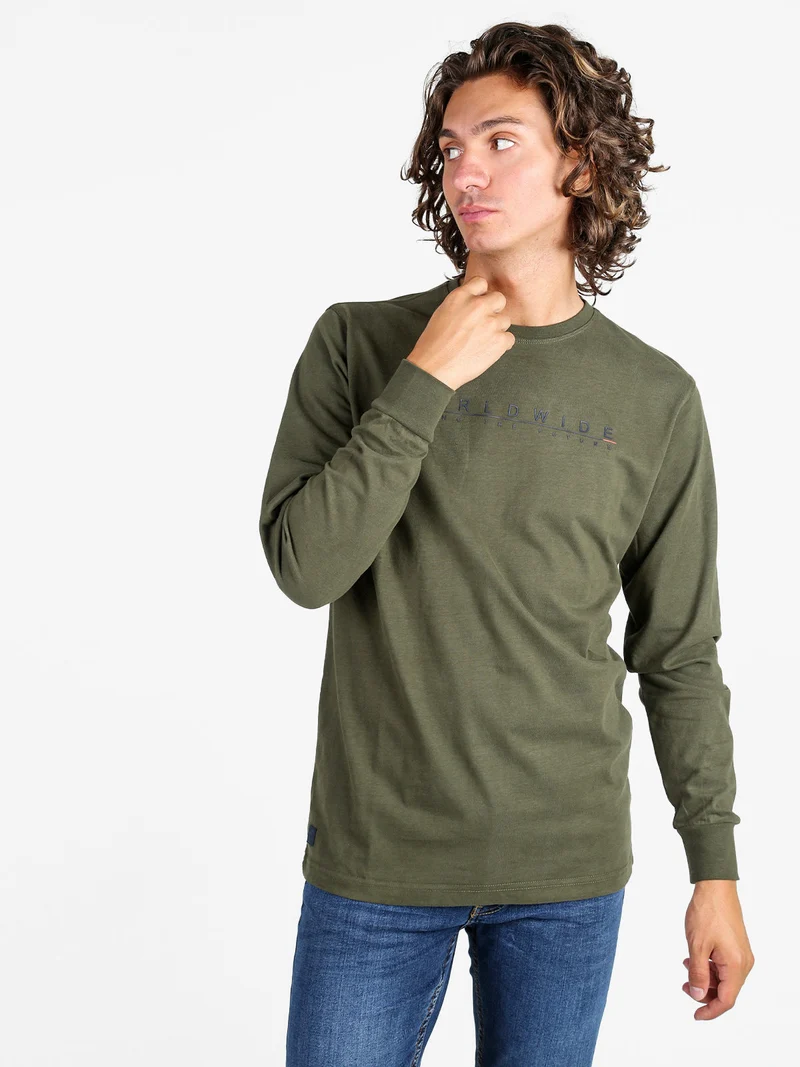 Maglia girocollo da uomo in cotone - militare
