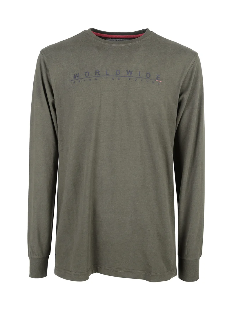 Maglia girocollo da uomo in cotone - militare