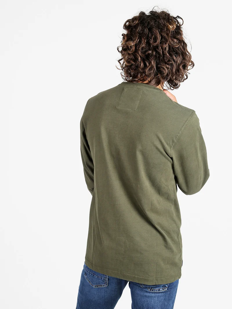Maglia girocollo da uomo in cotone - militare