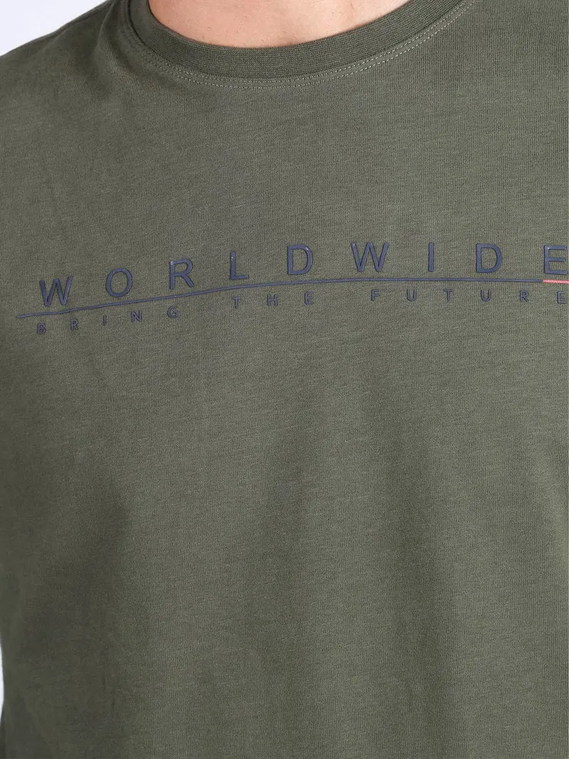 Maglia girocollo da uomo in cotone - militare