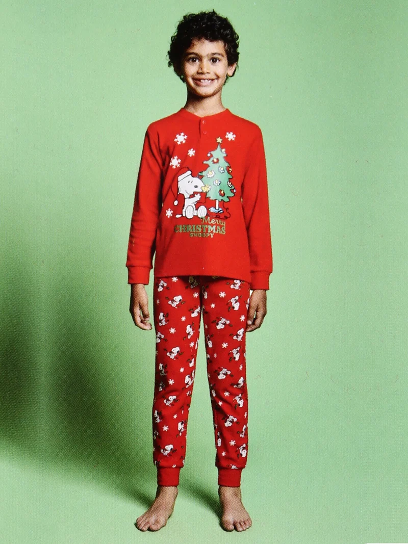 Snoopy pigiama natalizio da bambino in cotone - rosso