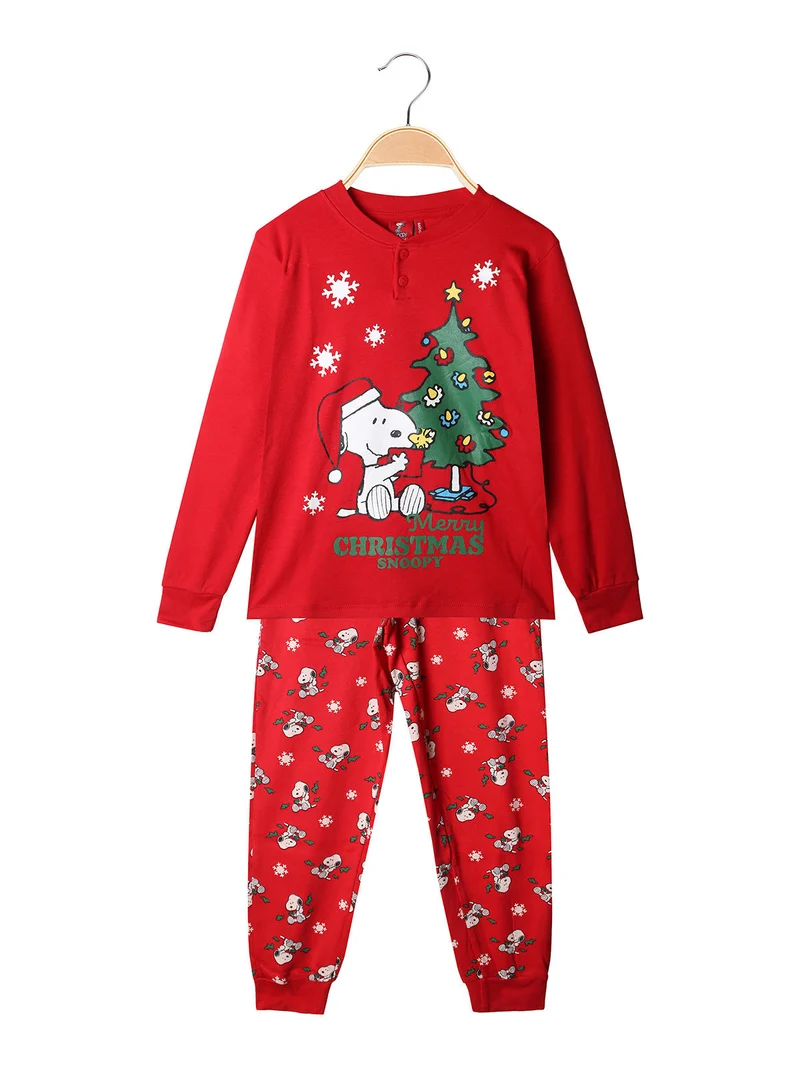 Snoopy pigiama natalizio da bambino in cotone - rosso