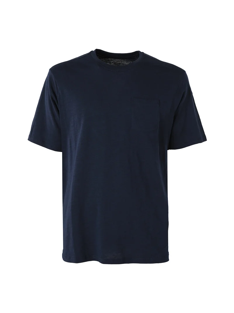 T-shirt in cotone da uomo con taschino - blu scuro