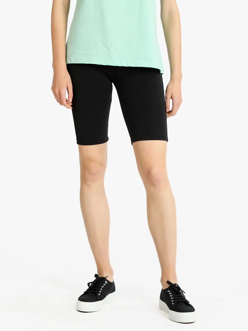 Leggings sportivi corti donna effetto push up - nero