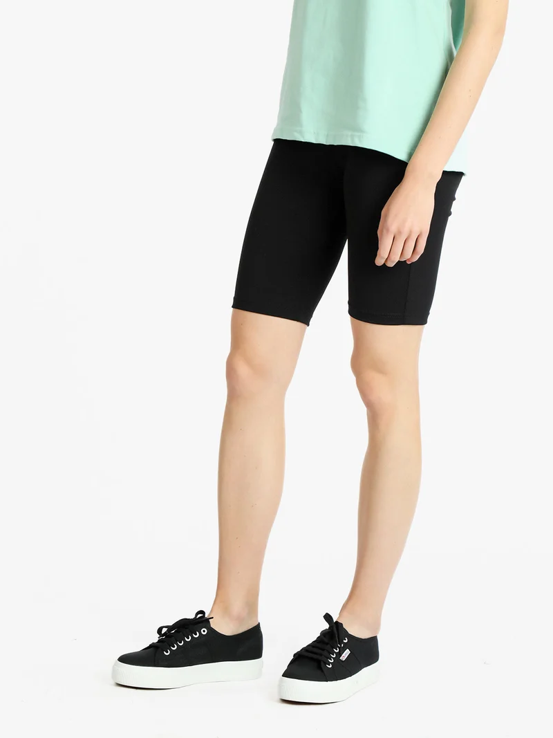Leggings sportivi corti donna effetto push up - nero