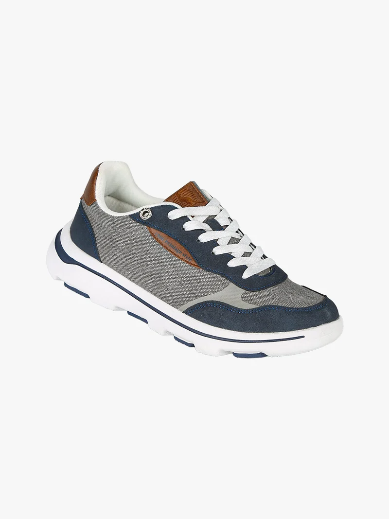 Sneakers stringate da uomo in tessuto - blu scuro